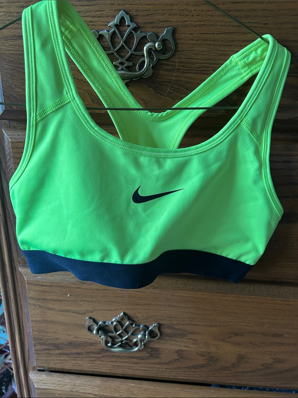 Nike Neon Yellow Racerback Sports Bra with Black Underband